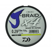Леска плетеная Daiwa J-Braid X4 270м 0,29мм желтая