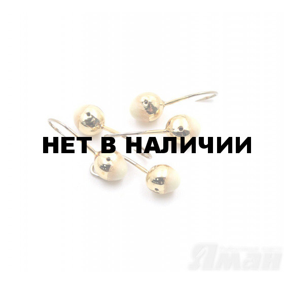 Мормышка Яман шар с отв., цвет Gold Plated, с фосф. пяткой, d 5 (5 шт.) Я-МР195