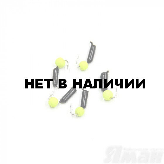 Мормышка безнасадочная Яман Гвоздешарик черный, d-2 мм, 0,45 г, шарик желтый неон (5 шт.) Я-МР1718