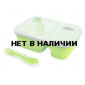 Контейнер для еды Tramp 900мл силикон, 2 отсека, с ловилкой олива TRC-090