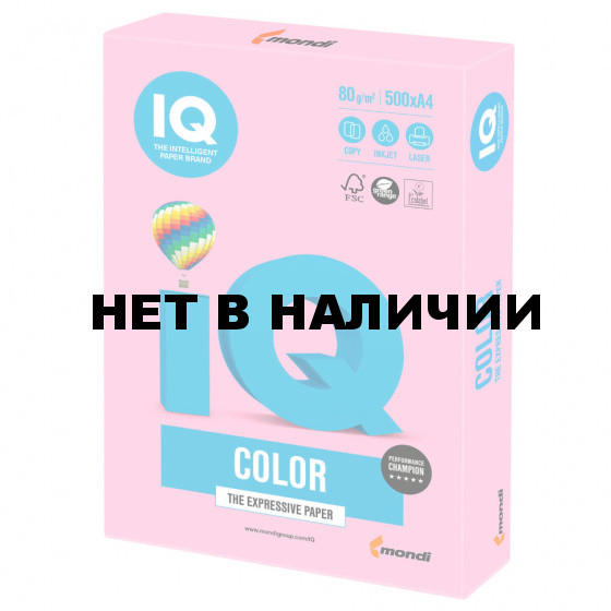 Бумага цветная для принтера IQ Color А4, 80 г/м2, 500 листов, розовая, NEOPI