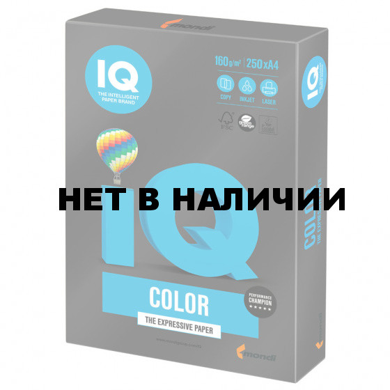 Бумага цветная для принтера IQ Color А4, 160 г/м2, 250 листов, черная, В100, B100