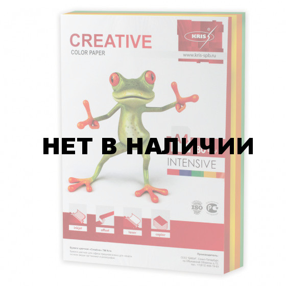 Бумага цветная Creative Color А4, 80 г/м2, 250 листов, 5 цветов, БИpr-250r