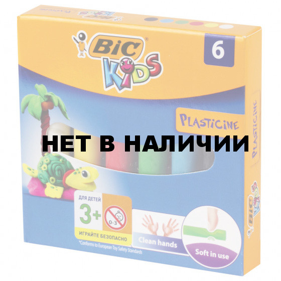 Пластилин мягкий BIC Kids 6 цветов 60 г 947712