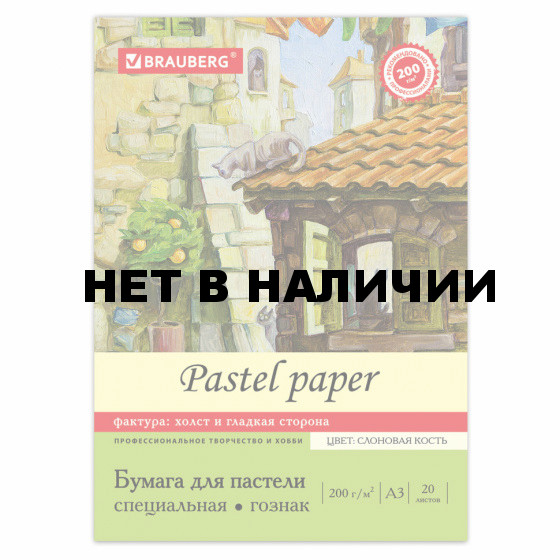 Папка для пастели А3 Brauberg 20 листов, 200 г/м2, тиснение Холст, слоновая кость 126305