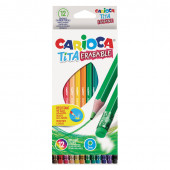 Карандаши цветные стираемые с резинкой Carioca Erasable 12 цветов 42897