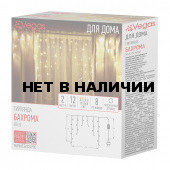 Светодиодная гирлянда для дома (теплый свет) Vegas Бахрома 48 LED, 12 нитей, 2х0,6 м, 220V 55112