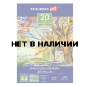 Папка для акварели А4 Brauberg Art Classic Летний день 20 листов, 200 г/м2, мелкое зерно 111073