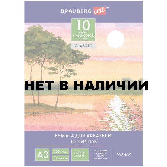 Папка для акварели А3 Brauberg 10 листов, 200 г/м2, тиснение Холст 125222