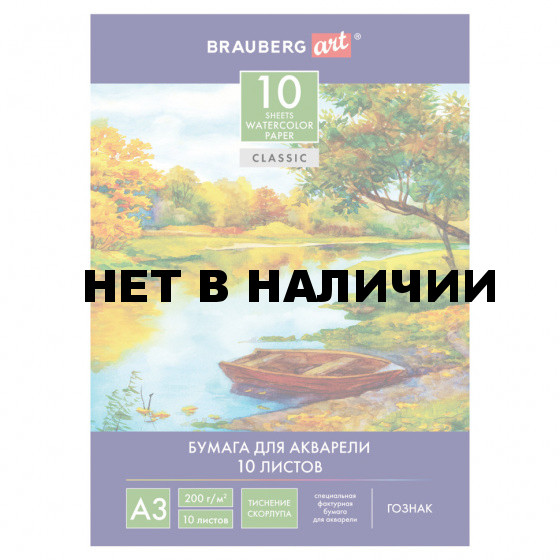 Папка для акварели А3 Brauberg Art Classic 10 листов, 200 г/м2, тиснение Скорлупа 125221