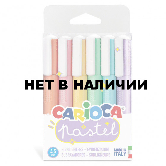 Набор текстовыделителей Carioca Pastel линия 1-5 мм 6 цветов 43033