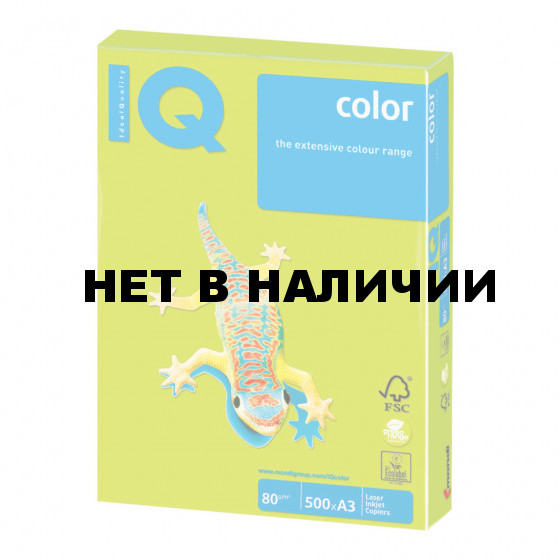 Бумага цветная для принтера IQ Сolor А3, 80 г/м2, 500 листов, зеленая, NEOGN