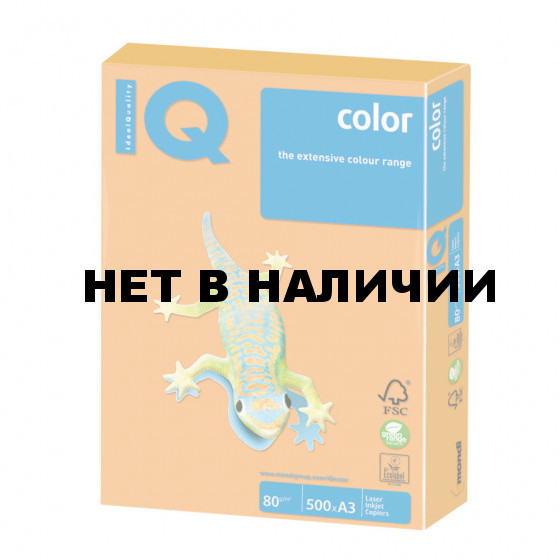 Бумага цветная для принтера IQ Сolor А3, 80 г/м, 500 листов, оранжевая, NEOOR