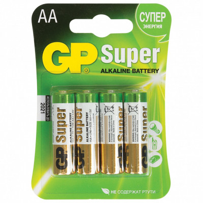 Батарейки алкалиновые GP Super LR06 (AA) 4 шт