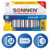 Батарейки алкалиновые Sonnen Alkaline LR6 (АА) 10 шт 451086
