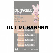 Батарейки алкалиновые Duracell Simply LR06 (AA) 4 шт 5009139