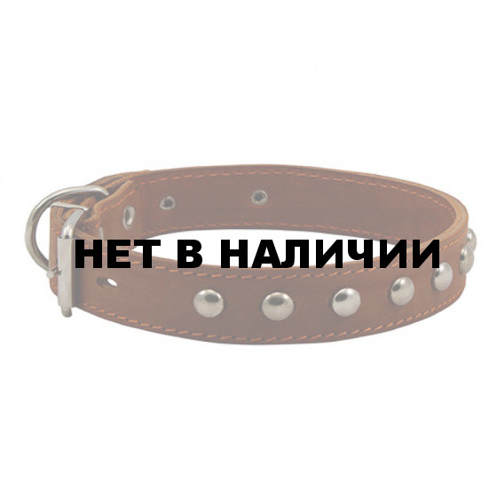 Ошейник кожаный двойной с заклепками Каскад 2,5 см на шею 43-51 см