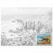 Холст на картоне с контуром Brauberg Art Classic Цветы и Море 30х40 см, грунт, хлопок 191541