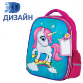 Ранец для девочек Юнландия Light Neon Unicorn 3D панель 16 л 229916