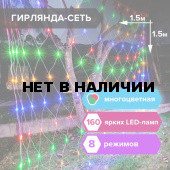 Светодиодная гирлянда для дома (мультиколор) Золотая Сказка Сеть, 160 LED, 1,5х1,5 м, 220V 591106