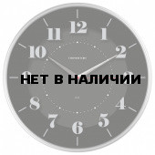 Часы настенные Troykatime (Troyka) 77777740, круг, черные, серебристая рамка, 30,5х30,5х5 см 454244