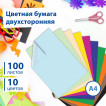 Цветная бумага А4 100 л 10 цветов склейка 80 г/м2 BRAUBERG 210х297 мм 124715 (1)