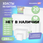 Холсты на картоне 20 штук 280 г/м2 грунт 100% хлопок BRAUBERG ART CLASSIC 192431 (1)