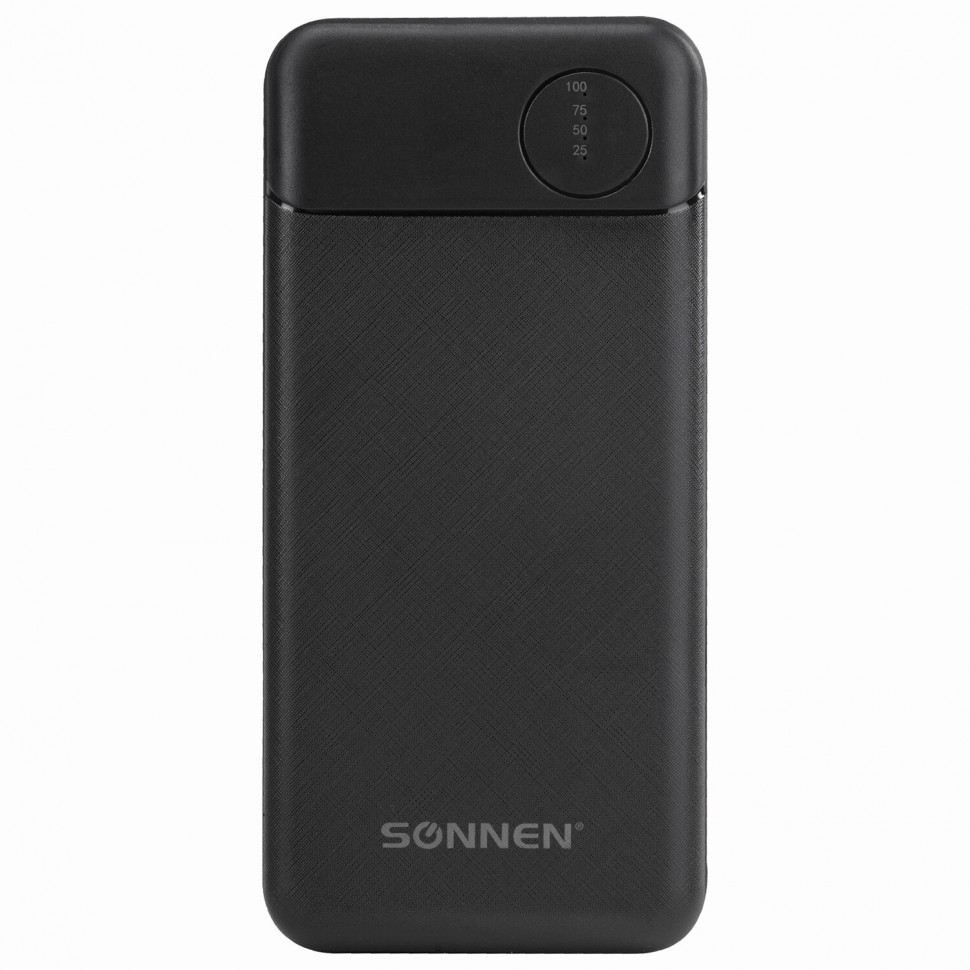 Аккумулятор внешний 10000 mAh SONNEN POWERBANK 2USB литий-полимерный 263031  (1)