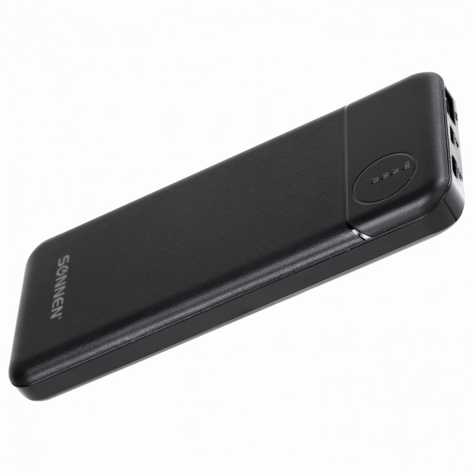 Аккумулятор внешний 10000 mAh SONNEN POWERBANK 2USB литий-полимерный 263031  (1)