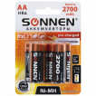 Батарейки аккумуляторные Ni-Mh пальчиковые к-т 6 шт АА HR6 2700 mAh SONNEN 455608 (1)