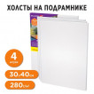 Холсты на подрамнике в кор. НАБОР 4 шт. (30х40 см), 280 г/м2, грунт, BRAUBERG ART DEBUT, 192511 (1)