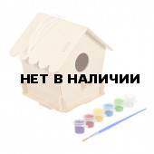 Скворечник для птиц сборный Blumen Haus Домик с красками и кисточкой 65702