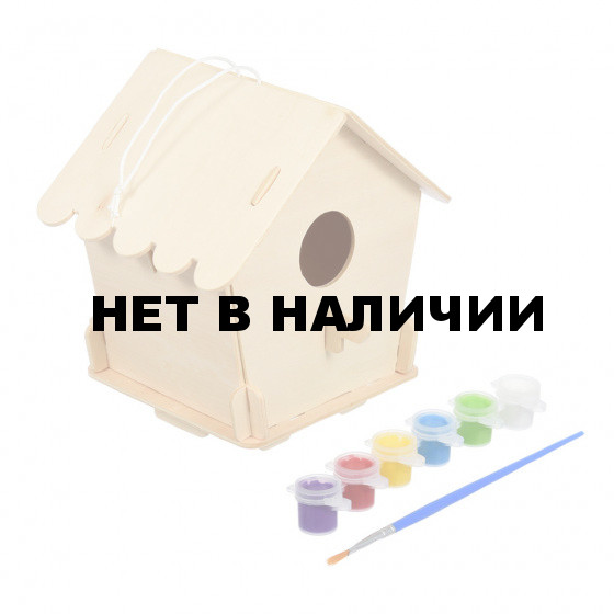 Скворечник для птиц сборный Blumen Haus Домик с красками и кисточкой 65702