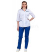 Комплект одежды медицинской женской Ольга NEW (блуза и брюки) белый+василек
