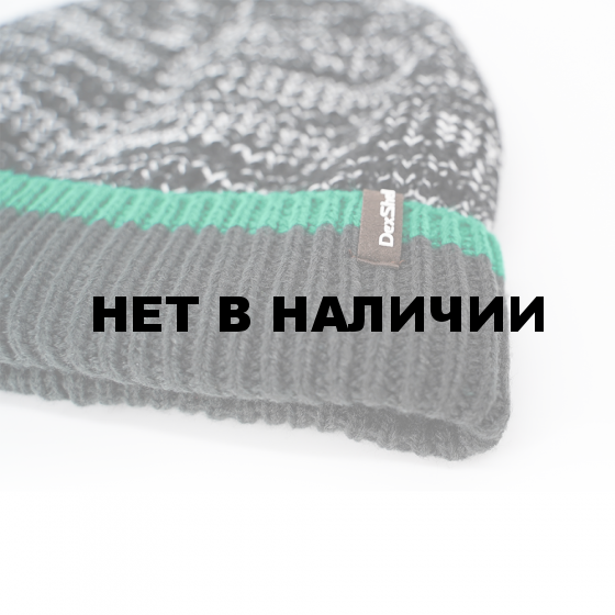 Шапка водонепроницаемая Dexshell Cuffed Beanie, DH353GRN черная с зеленой полоской, размер S/M, DH353GRNSM