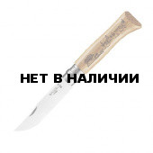 Нож Opinel №8, нержавеющая сталь, рукоять дуб, гравировка кабан. 002331