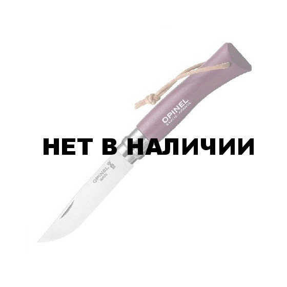 Нож Opinel №7 Trekking, нержавеющая сталь, кожаный темляк, фиолетовый, 001444