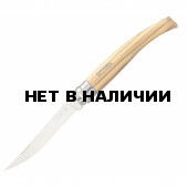 Нож филейный Opinel №10, нержавеющая сталь, рукоять оливковое дерев, чехол, деревянный футляр