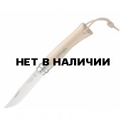 Нож Opinel №7, нержавеющая сталь, рукоять из бука, с кожаным темляком