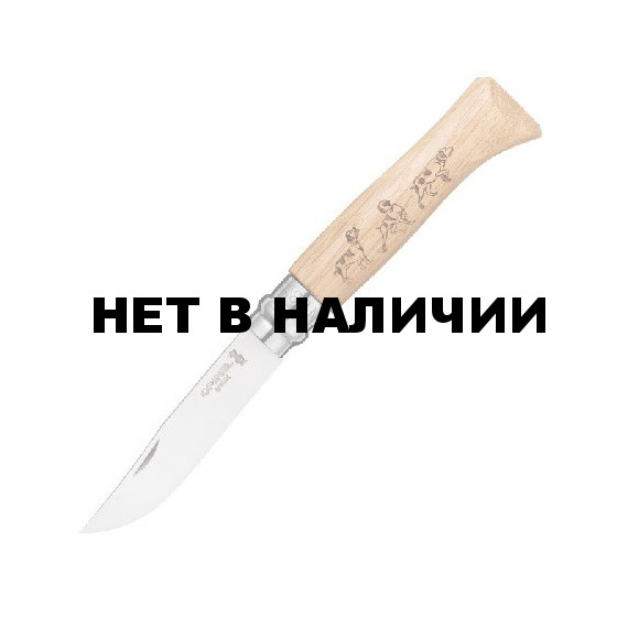 Нож Opinel №8 Animalia, нержавеющая сталь, рукоять дуб, гравировка собака, 001622