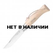 Нож Opinel №8, нержавеющая сталь, рукоять из бука, с кожаным темляком