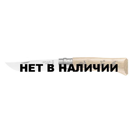 Нож Opinel №8, нержавеющая сталь, рукоять дуб, гравировка заяц, 002333