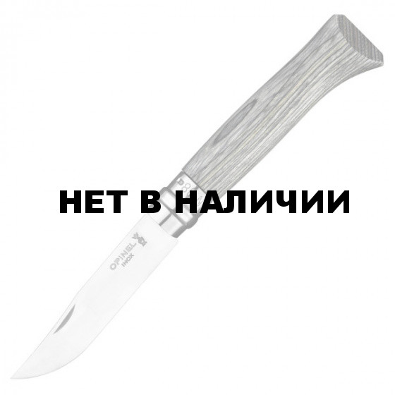 Нож Opinel №08, нержавеющая сталь, ручка из березы, серая ручка, 002389