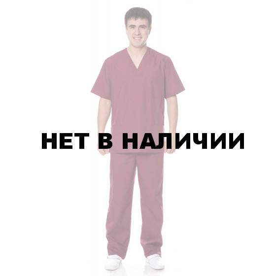 Костюм хирурга (куртка+брюки), ткань смесовая, цвет бордовый