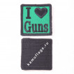 Шеврон KE Tactical I Love Guns квадрат 6 см зеленый/черный