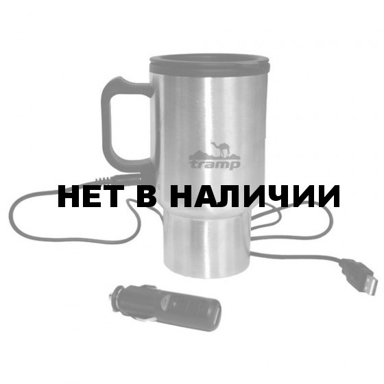 Автокружка Tramp с подогревом USB/12V, нержавеющая сталь, вместимость 450 гр
