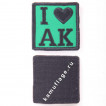 Шеврон KE Tactical I Love AK квадрат 6 см зеленый/черный