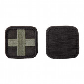 Шеврон KE Tactical Медицинский крест квадрат 5 см черный/олива