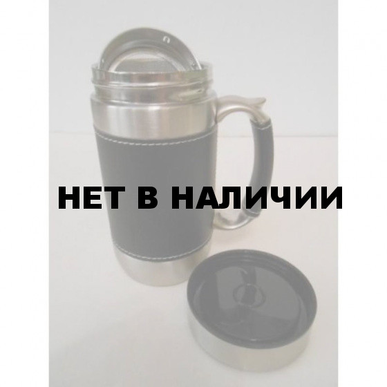 Термокружка Tramp нержавеющая сталь и кожа, объем 450 мл.
