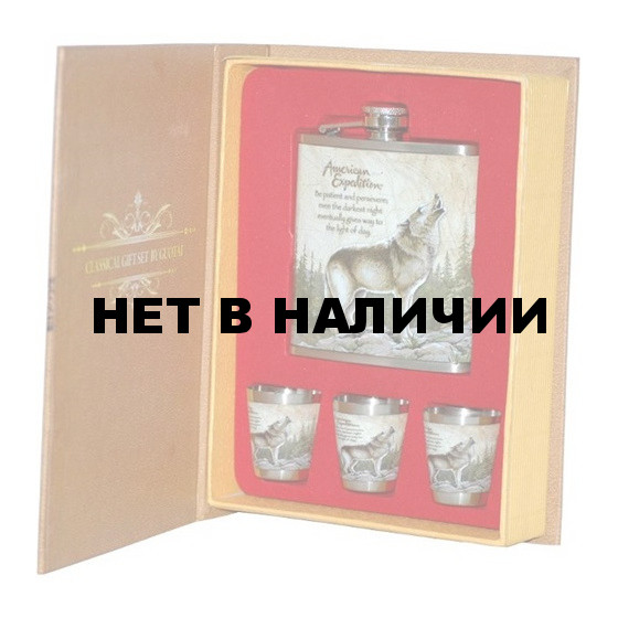 Набор: А01 Волк фляжка + 3 стопки ТОНАР